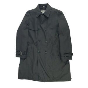 Kenneth Cole New York Men’s 46L Black Trench Rain Coat Removable Lining No Belt